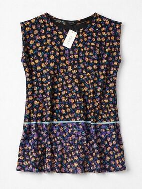 Evans Sunsetter Border Floral Sleeveless Tunic Top NWT Size 22/24